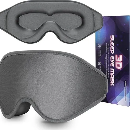 3D Deep Contoured Memory Foam Sleep Eye Mask, Full Light Blocking, Breathable Eye Cover for Travel, Naps, and Nighttime Sleep—Gray