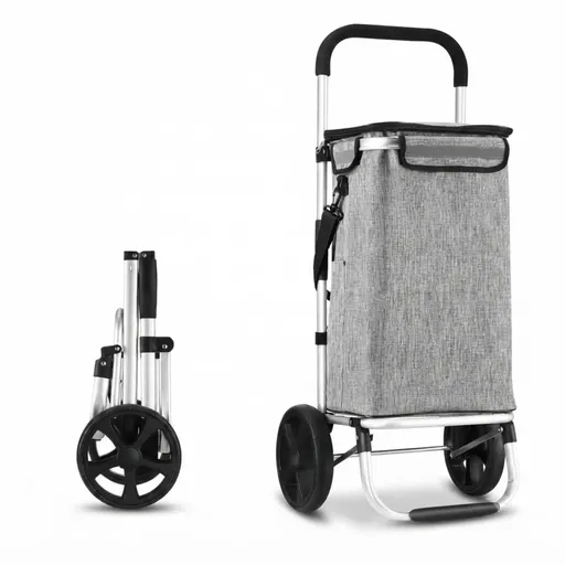 CARLA HOME Foldable Shopping Trolley, Aluminium Cart, 45L, Waterproof, Grey