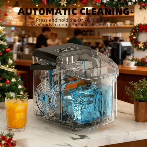 Desktop Ice Maker, Produces Ice in 6 Minutes with a Capacity of 26 Pounds, Energy-Saving 30% and Operating Noise Below 40 Decibels, Portable Ice Maker with Built-in Ice Basket, Suitable for Home and Camping.(BLACK)