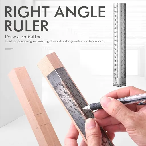 Stainless Steel Marking Gauge Ruler 180mm Right Angle Woodworking Scriber Measuring Tool for Tenon Joint Layout Drawing Design Engineering Precision Marking (Silver)