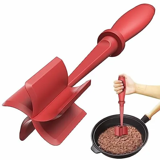 Upgrade Meat Chopper,Heat Resistant Meat Masher for Hamburger Meat,Ground Beef Smasher,Nylon Hamburger Chopper Utensil,Ground Non Stick Mix Chopper,Mix and Chop,Potato Masher Tool（Red）