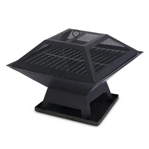 Wallaroo 2-in-1 Outdoor Fire Pit BBQ Grill Portable Charcoal Wood Brazier Heater for Patio Garden Camping Mesh Lid