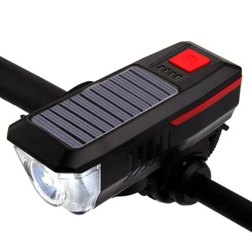 Multi-Functional Solar-Powered and USB Rechargeable Battery Mountain Bike Night Cycling High Brightness Light Bike Front Light