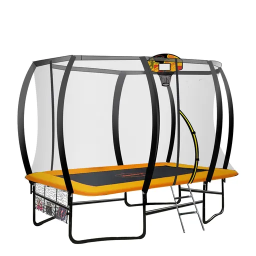 Kahuna 6 Ft X 9 Ft Rectangular Outdoor Trampoline With LED Basketball Set Orange