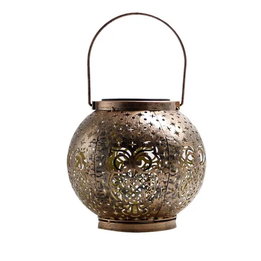 Wrought Iron Solar Lantern Light - Solar Lantern Outdoor Garden cast Light Spherical Pattern Landscape Light Pendant Lantern