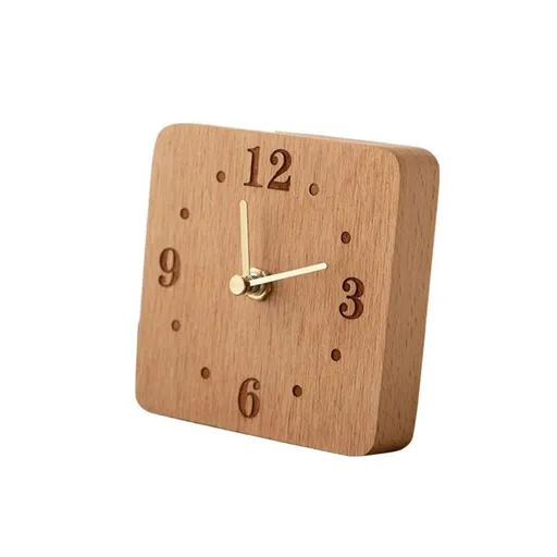 Wooden Desk Clock, Small Analog Clock Desktop Decoration, Modern Desk and Shelf Clock, Silent Non-Ticking Battery Operated Table Clock, Mantel Clock for Office,Beech wood