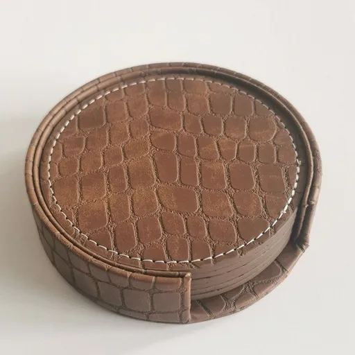 Coasters for Drinks - Set of 6 Absorbent Leather Coasters with Coaster Holder, Perfect for Coffee Table and Office Desk（3 set）