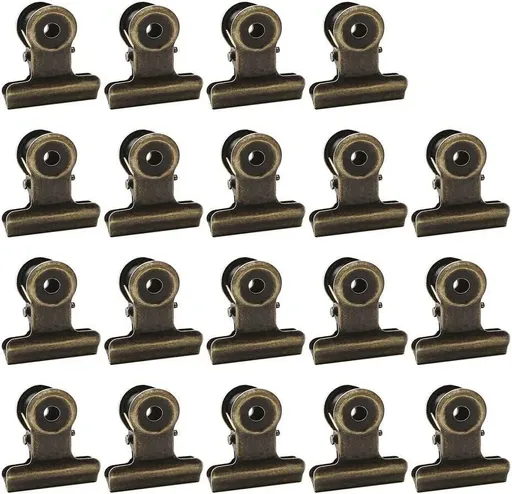 100 Pack Mini Bulldog Clips, Bronze Stainless Spring Clips with Hanging Hole, 0.87 Inch