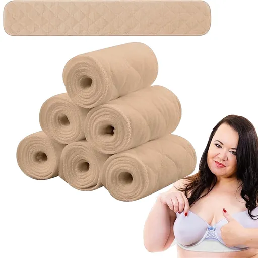6 Pcs Bra Liners for Sweat,18x3 Inch 3 Layer Rectangle Cotton Under Breasts Pads for Women Absorb Sweating,Washable Bra Liners to Absorb Sweat for Women Sweating Supplies(Nude) Nude