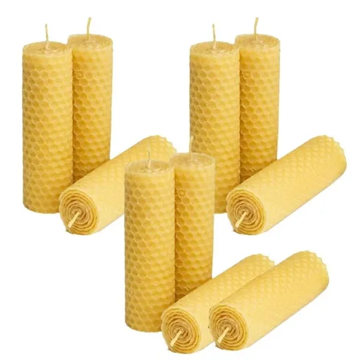 10 Pieces Natural Beeswax Candle Making Kit, Honeycomb Texture DIY Beeswax Candle Craft Set