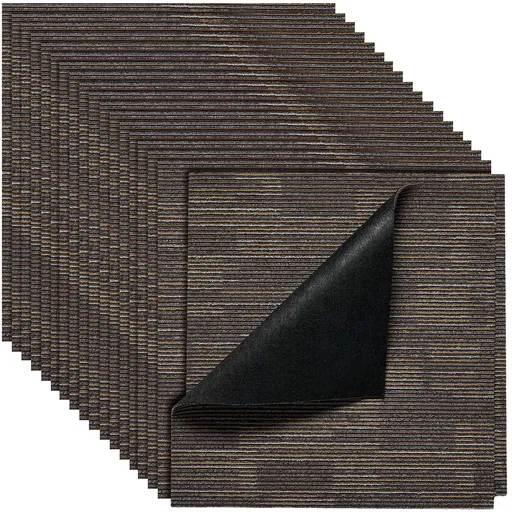 Carpet Tiles Reusable 610x610 mm, 24 PCS Modular Carpet Square Rug, Commercial Floor Soft Padded for Seamless Cover 8.9㎡, Easy DIY Replacement for Living Room Bedroom Indoor, Gray & Brown