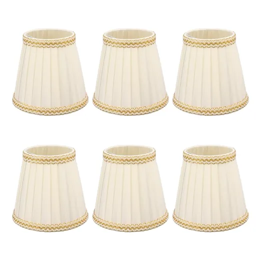 6pcs Small Lampshades Clip On Drum Light Shade Fabric For Chandeliers Light Bulbs Lighting Accessories