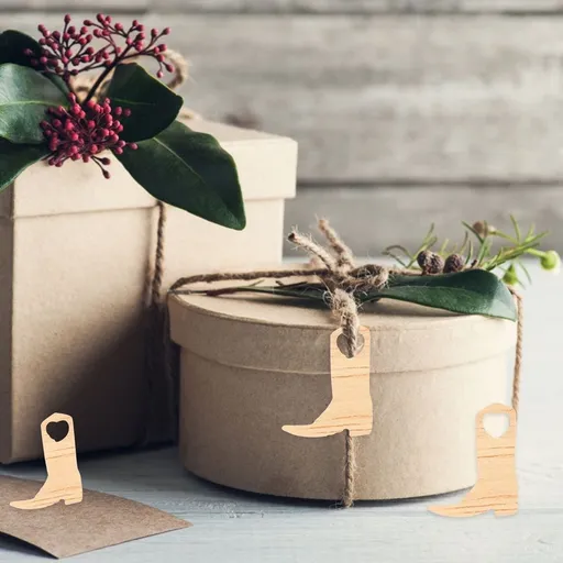 Wooden Boot Decor Chic Heart Eyelet Beige Miniature Rustic Wedding Decoration