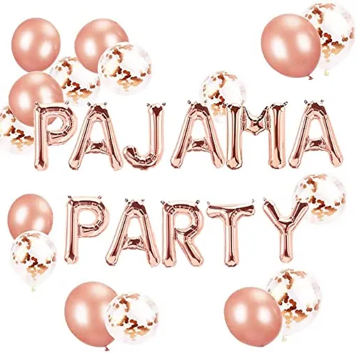 Set of 11 Rose Gold PARTY Balloons Banner Pajama Party Decor Party Spa Party Balloons Pajama Party Theme Balloon