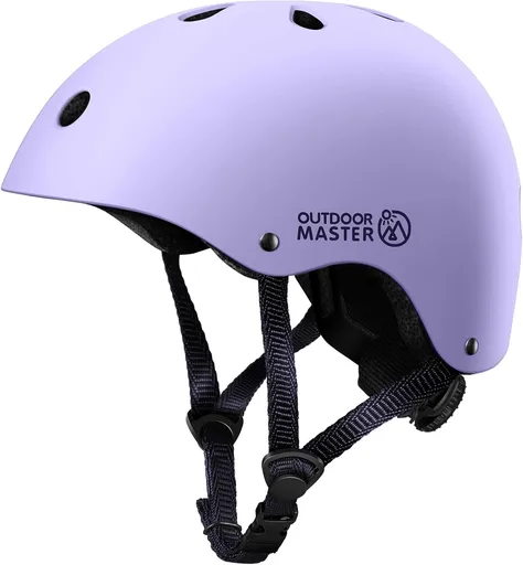 OutdoorMaster Youth & Kids Bike Helmet - Adjustable Multi-Sports Skateboard Helmet with Removable Liners for Balance Bike, Toddler Scooter, One Wheel Hoverboard-Taro purple-Medium