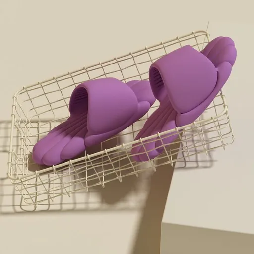 cute pillow soft Slippers Women's 3CM Thick Sole, Non-Slip outdoor Shoes with Shell Design & Noise-Free Indoor/Outdoor - Purple - Size 7.5