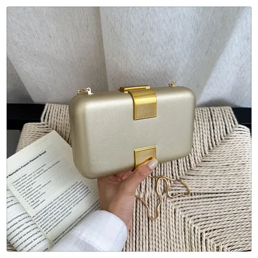Fashion Metal Magnetic Chain Small Square Bag: Crossbody & Shoulder Bag, Polyester Lining.(golden)