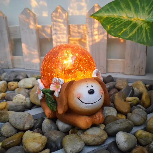 Solar-Powered Garden Statue Charming Animal Design Waterproof Resin Figurine with Glowing LED Accents