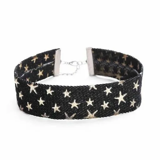 House Of Dasein Day Collar Blue Star Choker Distressed Denim Necklace Fetish Kink - Black