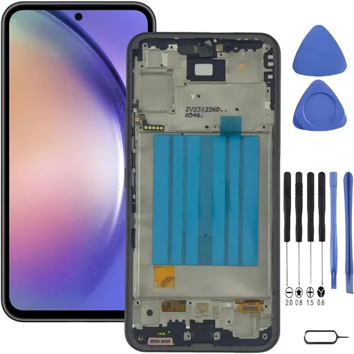 Samsung Galaxy A54 5G Screen Replacement with Frame, 6.4" 120Hz Super AMOLED Flat Touch Digitizer, Full Repair Tool Kit & Tempered Glass Protector for SM-A546U SM-A546U1 SM-A546W SM-A546B SM-A546E SM-A5460