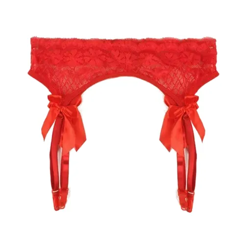 House Of Dasein Lace Top Stockings Garter Belt Erotic Lingerie Bdsm Fetish - Red - Garters