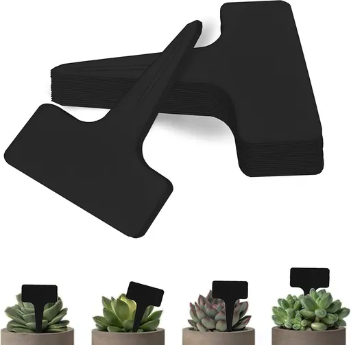 Plant Labels 70pcs Plant Tags T Type Markers Plastic Garden Signs Identification Stakes Garden Markers for Outdoor (Black)