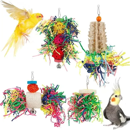 Bird Parakeet Toys, Bird Loofah Toys Foraging Hanging Toy for Cockatiel Conure African Finches