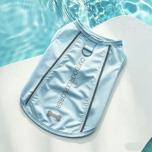 Pet Cooling Vest Dog Cat Summer Breathable Ice Silk Summer Cool Light Blue Reflective Ice Silk Vest XL (Chest 50cm, 11-15 jin)