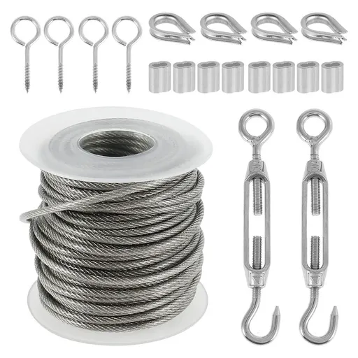304 Stainless Steel Cable Wire Rope Wire Fence Roll Kits Convenient Assembly for Outdoor Tent Cleaning Use