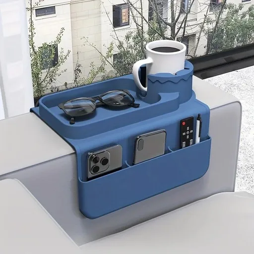 Sofa Cup Holder for Home & Dorm, Armrest Tray Multifunctional Creative Cup Rack, Perfect Thoughtful Holiday Gift for Family.BLUE