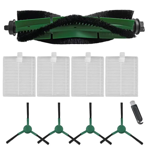 Compatible with Roomba Combo 105, Robot Vacuum Replacement Parts Kit, 1 Main Brush, 4 Filters, 4 Side Brushes with Cleaning Tool
