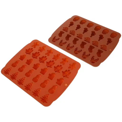 Christmas Silicone Molds Coffee Color for DIY Baking Flexible and Safe 2Pcs