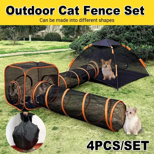 4pcs Outdoor Pet Enclosure Dog Cat Folding Tunnel Italian Combination Tent