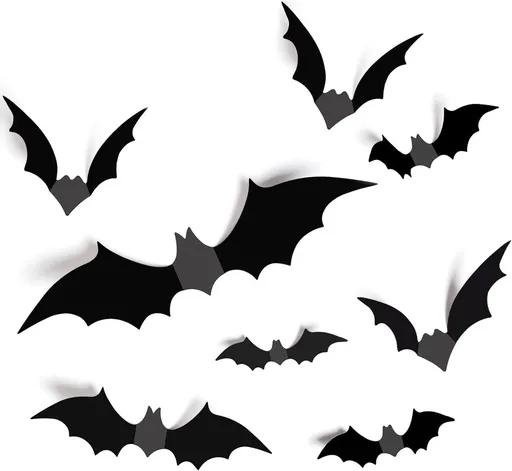 Halloween 12 Piece Creative Bat Wall Decoration LED Glow Effect Black Bats with Multicolor Lights for Indoor Outdoor Party Decor
