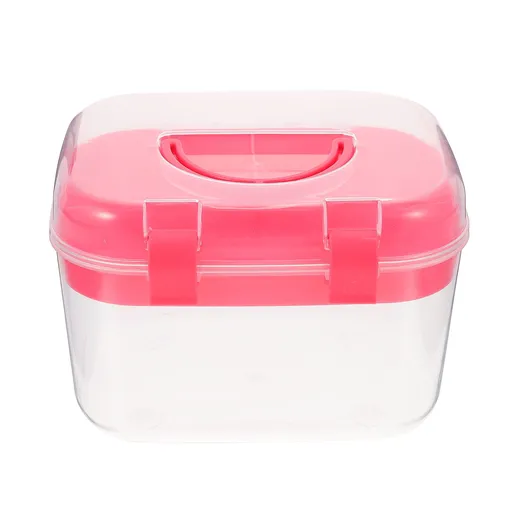 Plastic Sewing Box Red Large Capacity Double Layer Organizer for Home and Office Use with Design