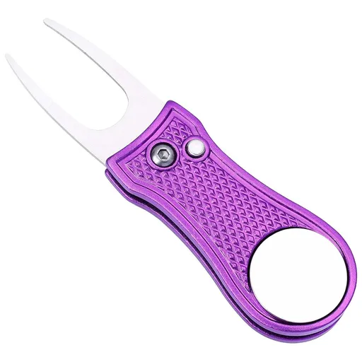Stainless Steel Golf Green Fork Turf Repair Tool for Lawn Care and Divot Maintenance - Purple