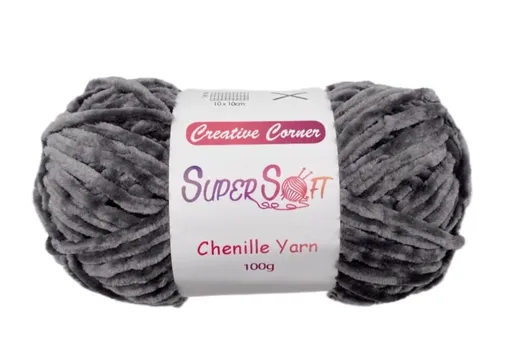 Knitting & Crochet Yarn Dark Grey Super Soft Chenille Yarn 100G Bulk 12 Piece