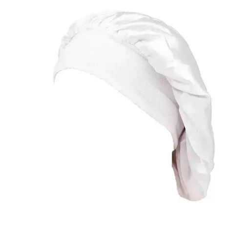 Sleeping Bonnet Hair Wrap Silk Satin Cap Women Elastic Night Soft Hat Headwear - White