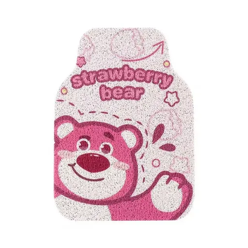 Cartoon Bear Car Floor Mats PVC Universal Non Slip Waving pink bear front 1