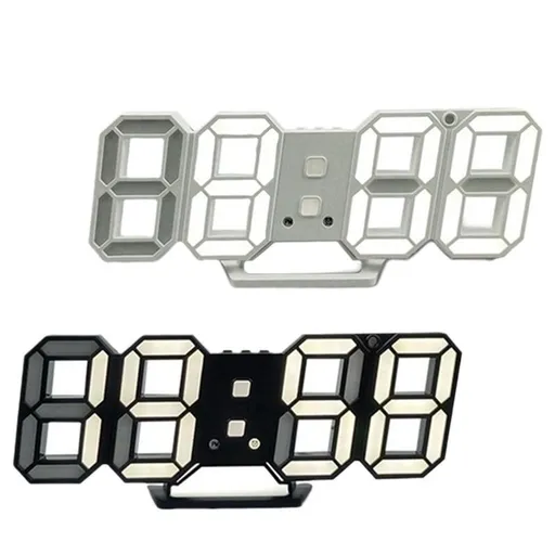 2 pcs 3D Digital Electronic Alarm Clock Creative Wall Clock Luminous LED Wall Clock Simple Multi-Function Student, Alarm Clock