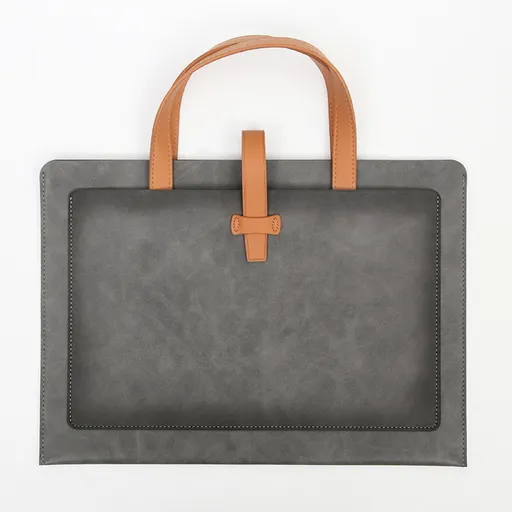 Grey Professional Large Capacity PU Leather Briefcase | Waterproof Business Document Bag | A4 File Portfolio Tote
