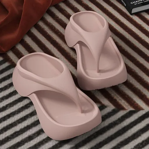 Women's Summer EVA Platform Flip Flops Outdoor Anti-Slip Beach Sandals Comfortable Thong Slippers Indoor Outdoor - Pink - Size 6.5