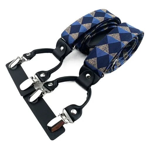 Men Adjustable Elastic Suspenders 6 Clips Polyester... BD-A10