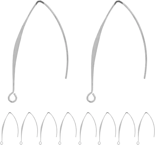 V Shape Ear Wire Long Earring Wire Earring Hook for Dangle Earwire Making Jewelry Making Ear Post DIY (Silver 43mm, 10pcs)