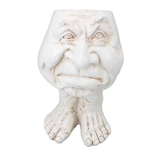 Resin Flower Pot Innovative Exquisite Retro Old Man Planter Pot Succulent Pot for Outdoor Garden Patio Balcony White Type 2