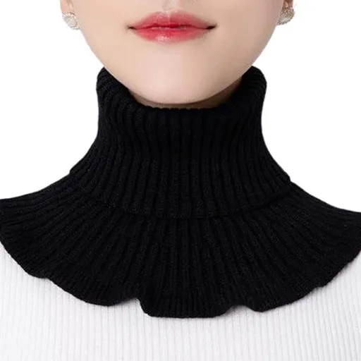 Neck Warmer - Faux Turtleneck - Knitted Warm Neck Warmer - Wearable for Everyday Use - Winter Essential for Women (Black)