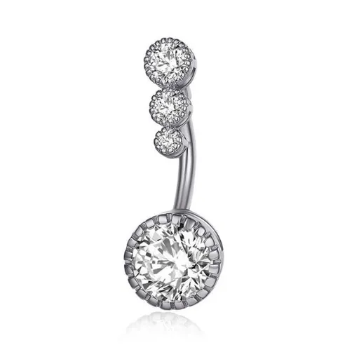 Belly Button Rings Bar Navel Steel Copper Zirconia Piercing Body Piercing - Silver