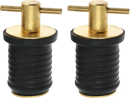 2 Pcs Boat Drain Plug With T Handle - Snap Rubber Plugs With Brass/Stainless Steel Handle - Marine Twist Accessories