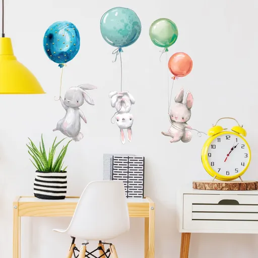 Creative Wall Stickers Watercolor Wall Decals, Removable Peel and Stick Cartoon Animal Neutral Vinyl Wall Decoration for Boy