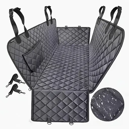 100% Waterproof Pet Car Seat Cover Hammock – Heavy-Duty 600D Scratch-Resistant, Anti-Slip, Soft & Durable Dog Seat Protector for Cars, Trucks, and SUVs – Fits Rear Seats with Easy Foldable Design (Black)